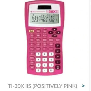 Texas Instruments TI-30X IIS Solar Scientific Calculator Positively Pink w/ Case